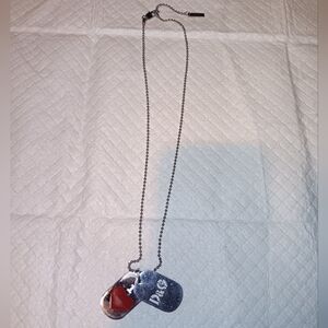 Dolce & Gabbana Silver Tone Dog Tag Necklace